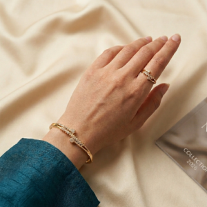Golden Ribbon Crystal Ring