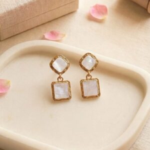 Geometric Mother-of-Pearl Style Drop Earrings